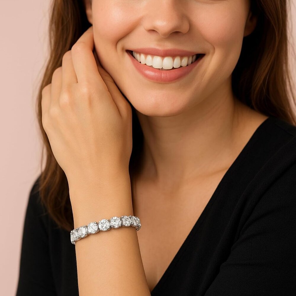 Tennis Bracelet Women - 7mm Red Cubic Zirconia Silver Plated 7 Inch with Secure - Picture 2 of 7